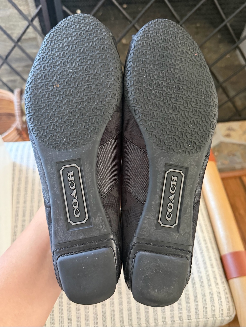COACH Black Bow Canvas Ballet Flats - Picture 2 of 3